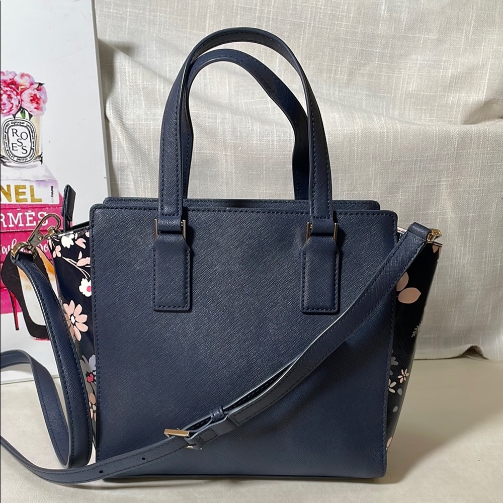 Kate Spade Cameron Street Blue Floral Satchel with Crossbody
Strap - Picture 8 of 16